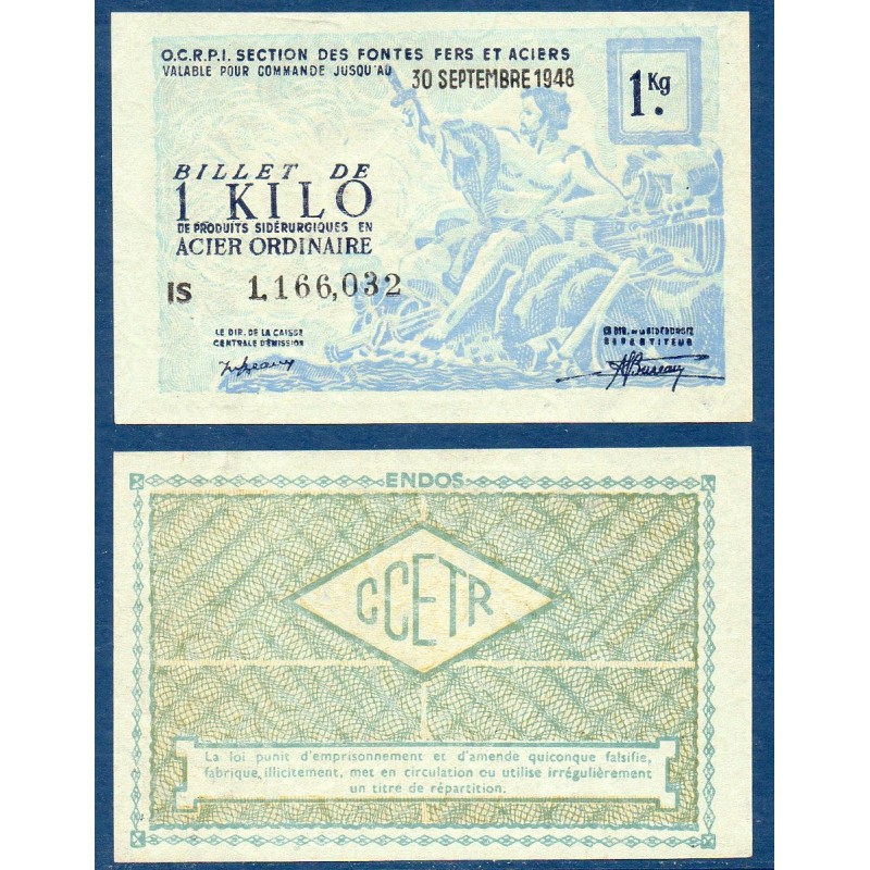 Billet de 1 Kilo d'acier Ordinaire, 30 septembre 1948