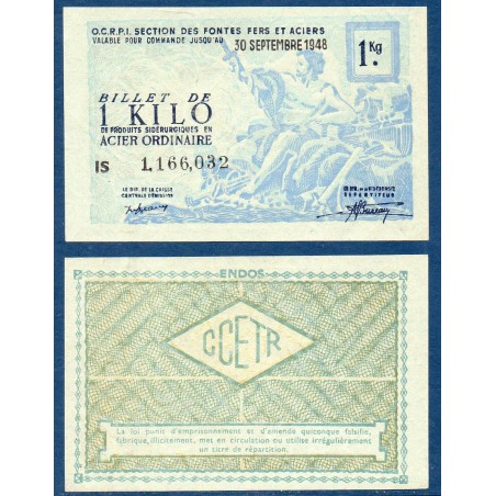 Billet de 1 Kilo d'acier Ordinaire, 30 septembre 1948