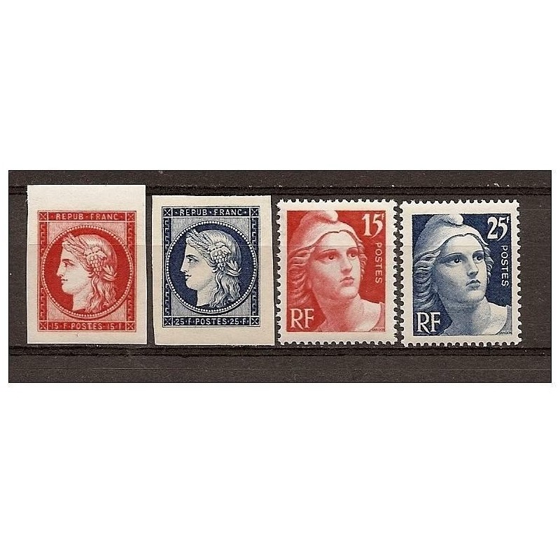 Timbre France Yvert No 830-833 serie centenaire du timbre Ceres et Gandon