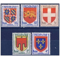 Timbre France Yvert No 834-838 serie armoiries blasons de provinces
