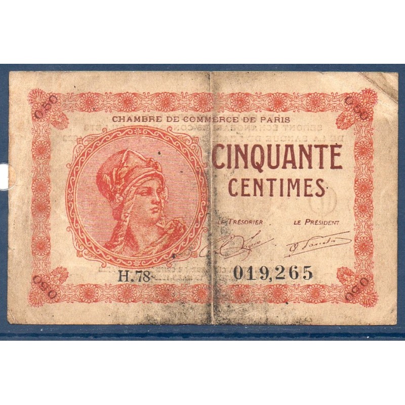 Paris 50 centimes TB 10 mars 1920 Pirot 10 Billet de la chambre de commerce Paris 50 centimes TB 10 mars 1920 Pirot 10 Billet de la chambre de commerce