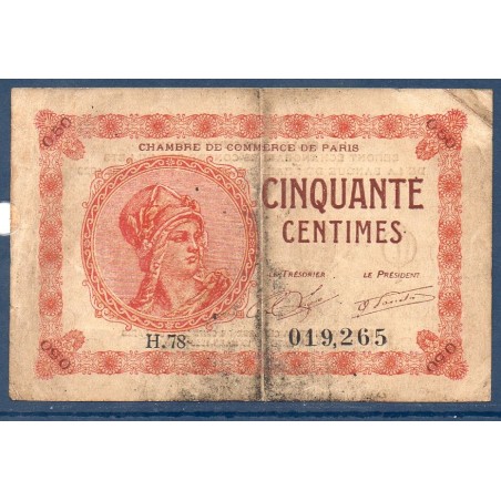 Paris 50 centimes TB 10 mars 1920 Pirot 10 Billet de la chambre de commerce