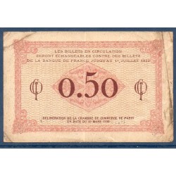 Paris 50 centimes TB 10 mars 1920 Pirot 10 Billet de la chambre de commerce