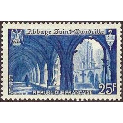 Timbre France Yvert No 842 Abbaye de sainte Wandrille monuments et sites