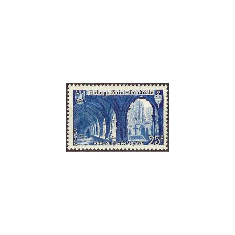 Timbre France Yvert No 842 Abbaye de sainte Wandrille monuments et sites