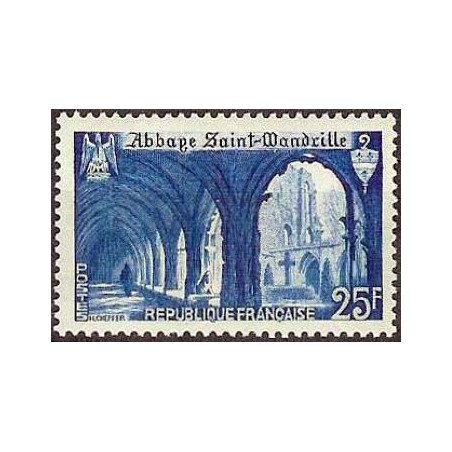 Timbre France Yvert No 842 Abbaye de sainte Wandrille monuments et sites