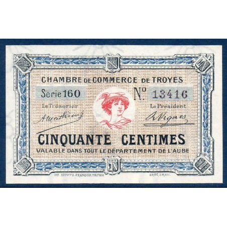 Troyes 50 centimes Spl 1.12.1921 Pirot 1 Billet de la chambre de Commerce