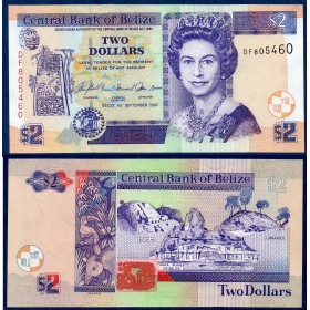 Belize Pick N°66c, Billet de banque de 2 dollars 2007