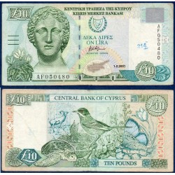 Chypre Pick N°62c TTB écriture, Billet de banque de 10 pounds 2001