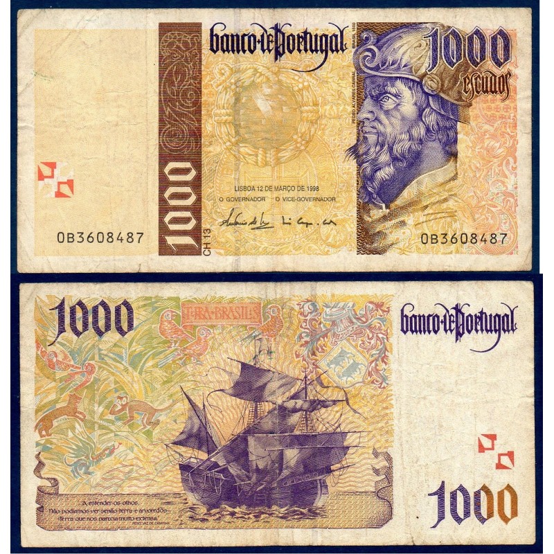 Portugal Pick N°188c, Billet de banque de 1000 Escudos 1998
