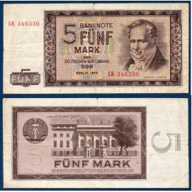Allemagne RDA Pick N°22a, Billet de banque de 5 Mark 1964