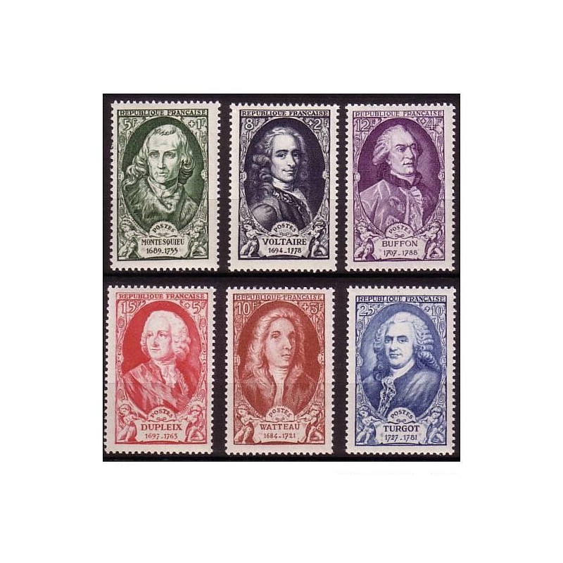 Timbre France Yvert No 853-858 celebrites du XVIIIe siecle