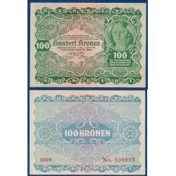 Autriche Pick N°77, Billet de banque de 100 Kronen 1922