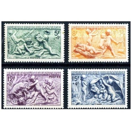 Timbre France Yvert No 859-862 serie des saisons fontaine de bouchardon