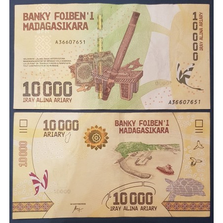 Madagascar P.103, TTB+, Billet de 10000 Ariary 2017 Port