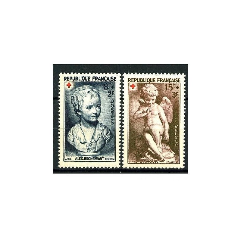 Timbre France Yvert No 876-877  Brongniard par Houdon et Amour par Falconet