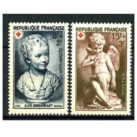 Timbre France Yvert No 876-877  Brongniard par Houdon et Amour par Falconet