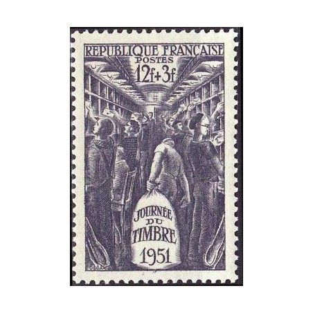 Timbre France Yvert No 879  journée du timbre wagon poste