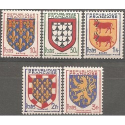 Timbre France Yvert No 899-903 Blasons Armoiries de provinces