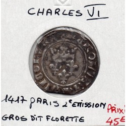 Gros Florette Charles VI Poitier (1417) pièce de monnaie royale