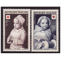 Timbre France Yvert No 914-915 paire croix rouge