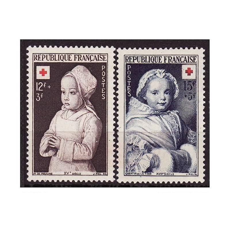 Timbre France Yvert No 914-915 paire croix rouge