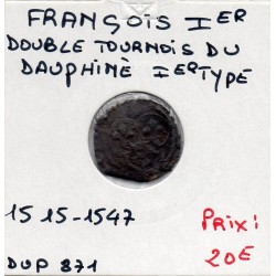 Double tournois du dauphinée 1er type Francois 1er  (1515-1547) pièce de monnaie royale