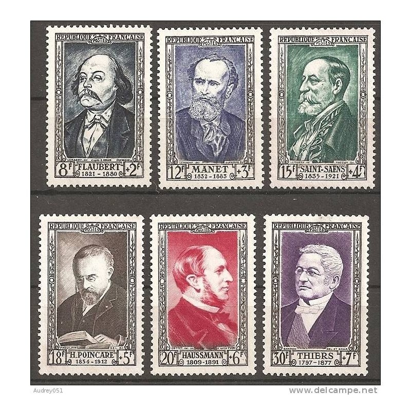 Timbre France Yvert No 930-935 serie Thiers serie célébrité du XIX e siècle