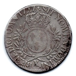 Ecu aux branches d'Olivier 1727 X Amiens Louis XV pièce de monnaie royale