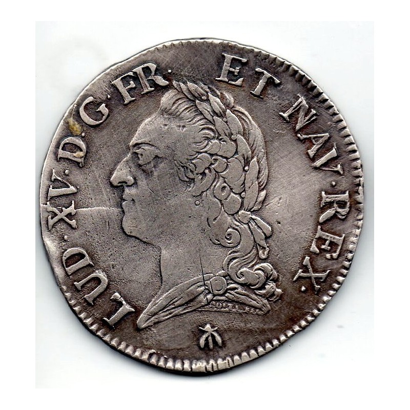 Ecu a la vieille Tête 1772 M Toulouse Louis XV pièce de monnaie royale
