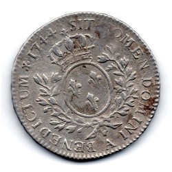 1/2 Ecu au Bandeau 1744 A Paris Louis XV pièce de monnaie royale