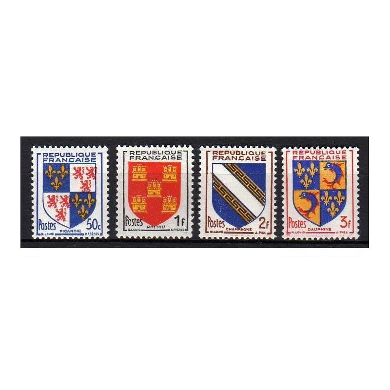 Timbre France Yvert No 951-954 blasons et armoiries de provinces