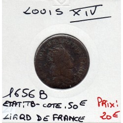 Liard de France 1656 B Acquigny Louis XIV pièce de monnaie royale