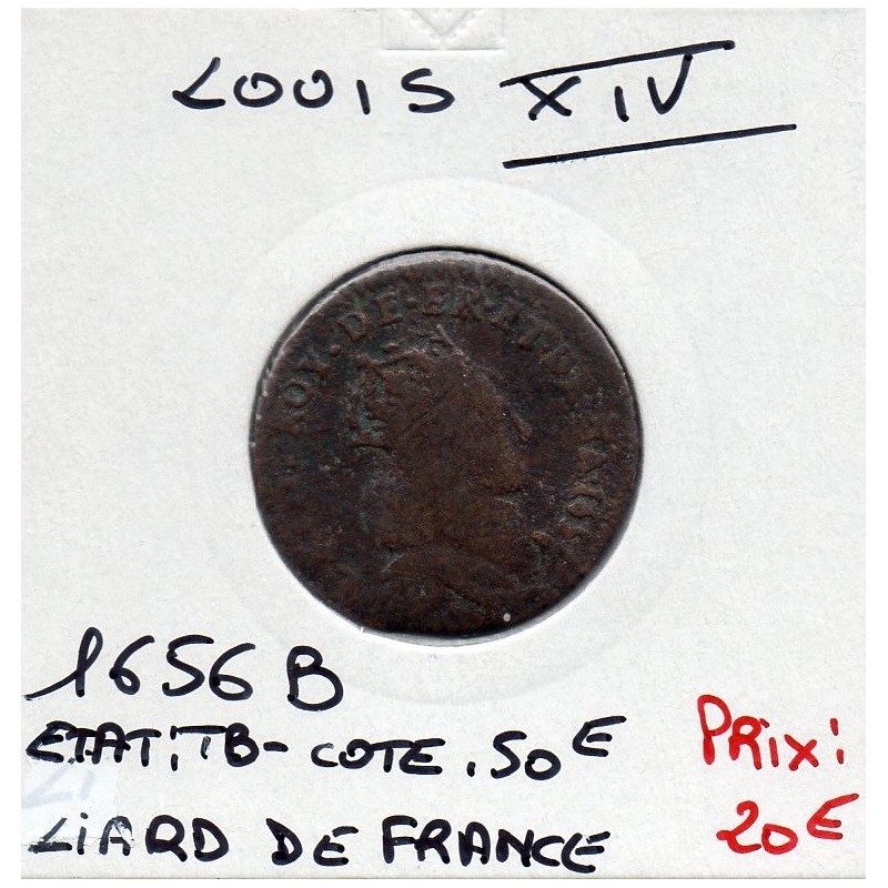 Liard de France 1656 B Acquigny Louis XIV pièce de monnaie royale