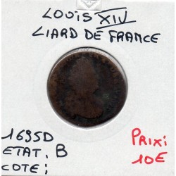 Liard de France 1695 D Lyon Louis XIV pièce de monnaie royale