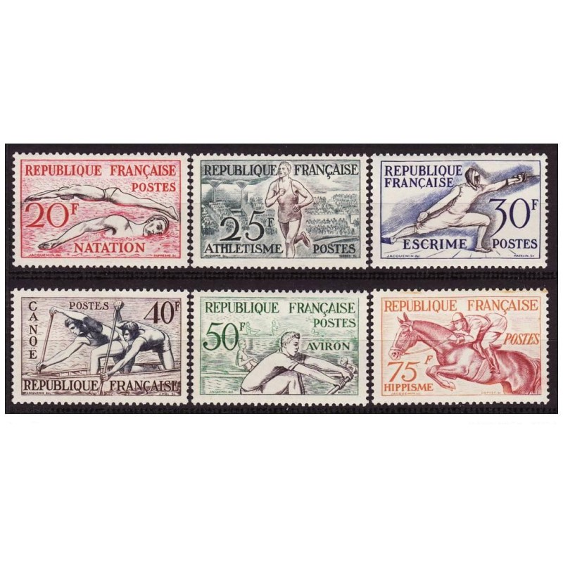 Timbre France Yvert No 960-965 serie sport, jeux olympiques d' Helsinki