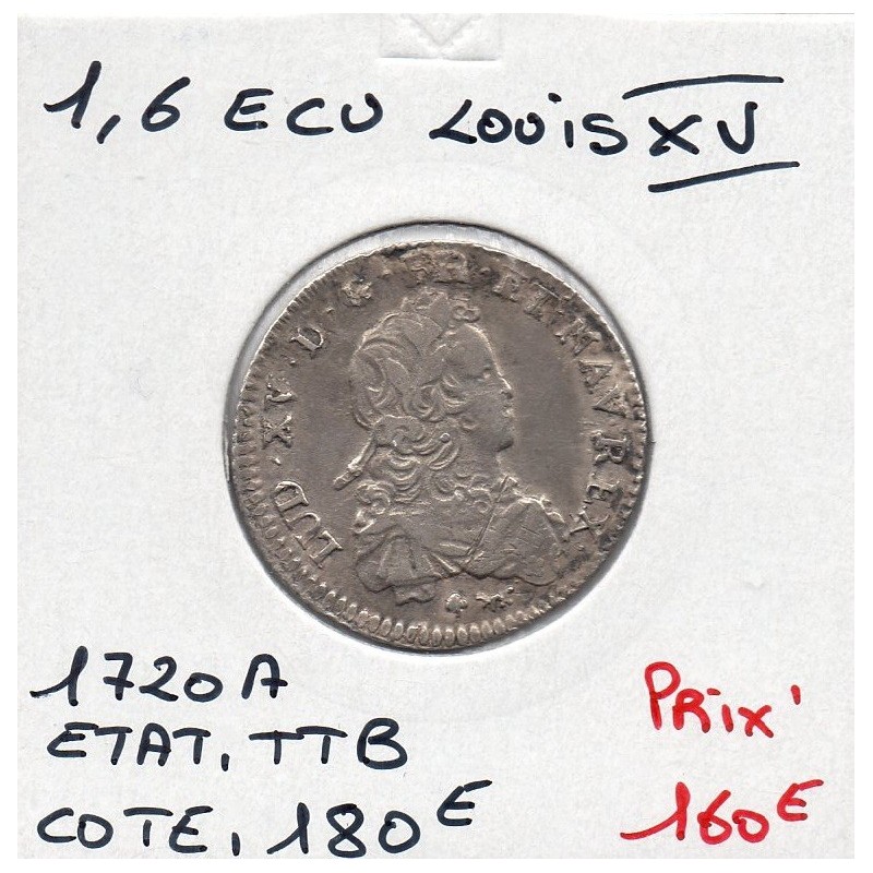 1/6 Ecu de France 1720 A Paris Louis XV Flan reformé pièce de monnaie royale