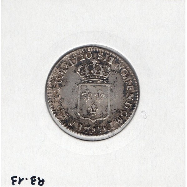 1/6 Ecu de France 1720 A Paris Louis XV Flan reformé pièce de monnaie royale