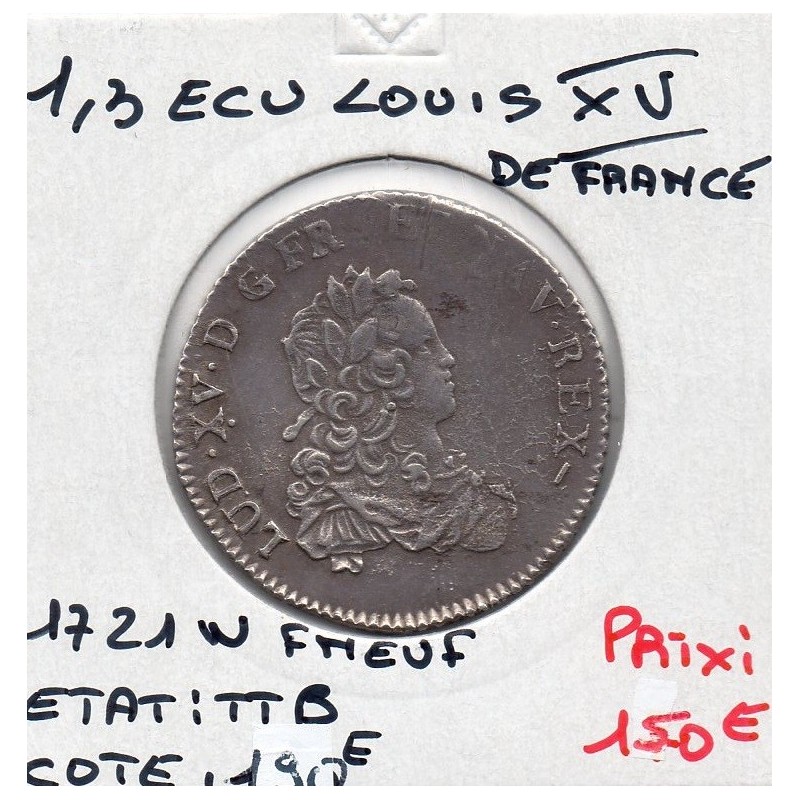 1/3 Ecu de France 1721 W Lille Louis XV Flan Neuf pièce de monnaie royale