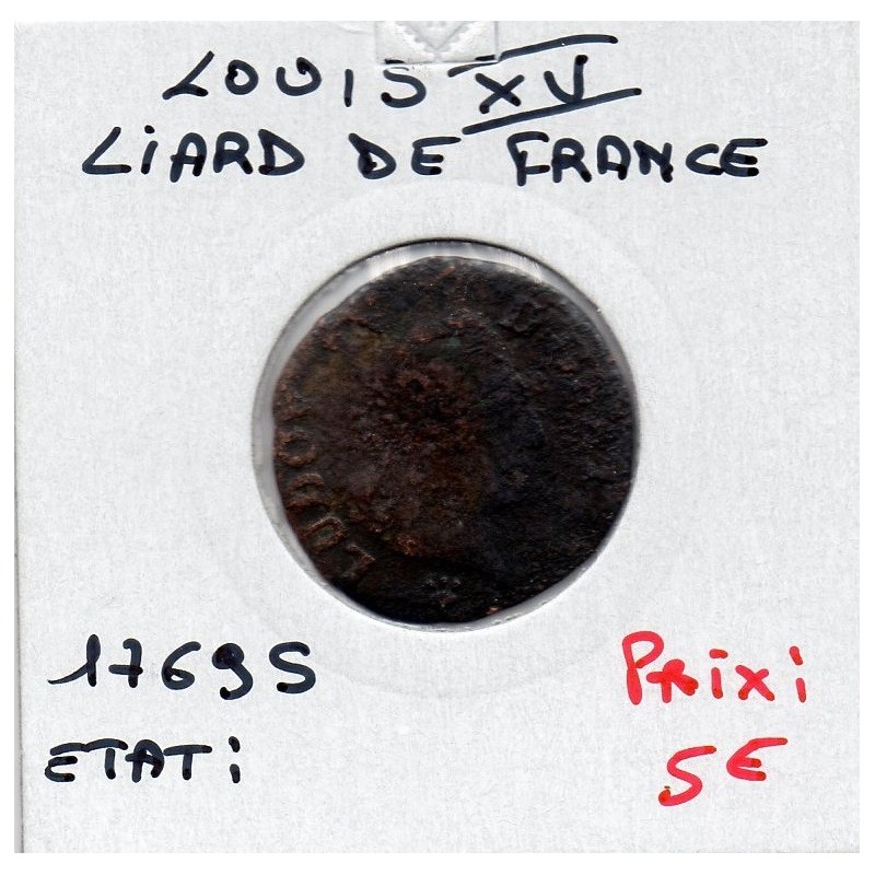 Liard a la vieille tête 1769 S Reims Louis XV pièce de monnaie royale