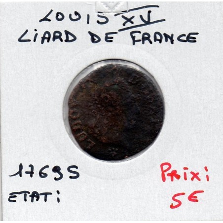 Liard a la vieille tête 1769 S Reims Louis XV pièce de monnaie royale