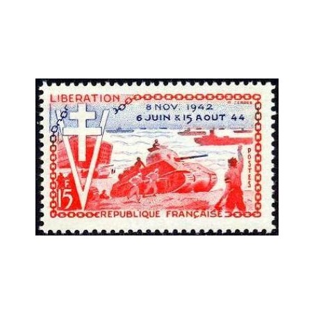 Timbre France Yvert No 983 10e anniversaire de la libération