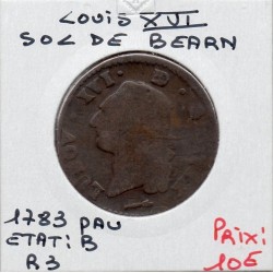 Sol de Bearn 1783 Pau Louis XVI pièce de monnaie royale