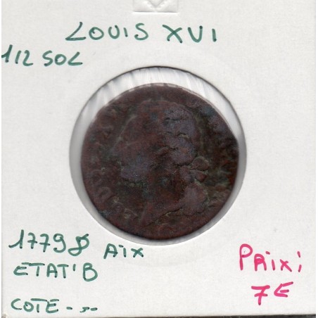 Demi Sol 1779 &  Aix Louis XVI pièce de monnaie royale