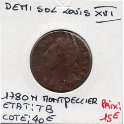 Demi Sol 1780 N Montpellier Louis XVI pièce de monnaie royale