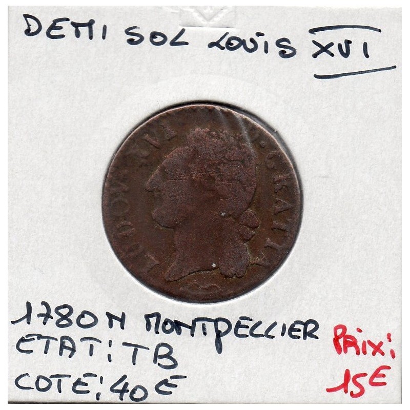 Demi Sol 1780 N Montpellier Louis XVI pièce de monnaie royale