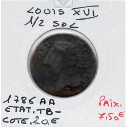 Demi Sol 1786 AA Metz Louis XVI pièce de monnaie royale