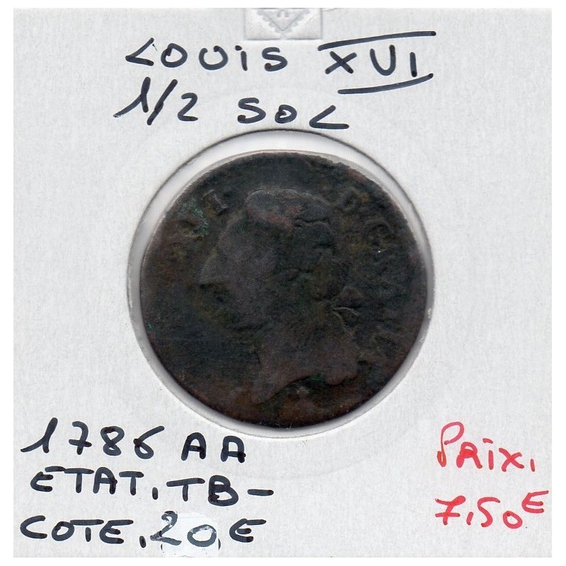 Demi Sol 1786 AA Metz Louis XVI pièce de monnaie royale