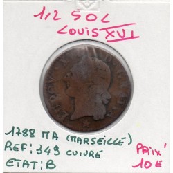 Demi Sol 1788 MA Marseille Louis XVI pièce de monnaie royale