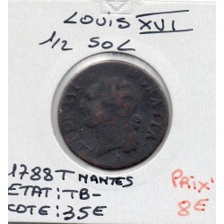Demi Sol 1788 T Nantes Louis XVI pièce de monnaie royale